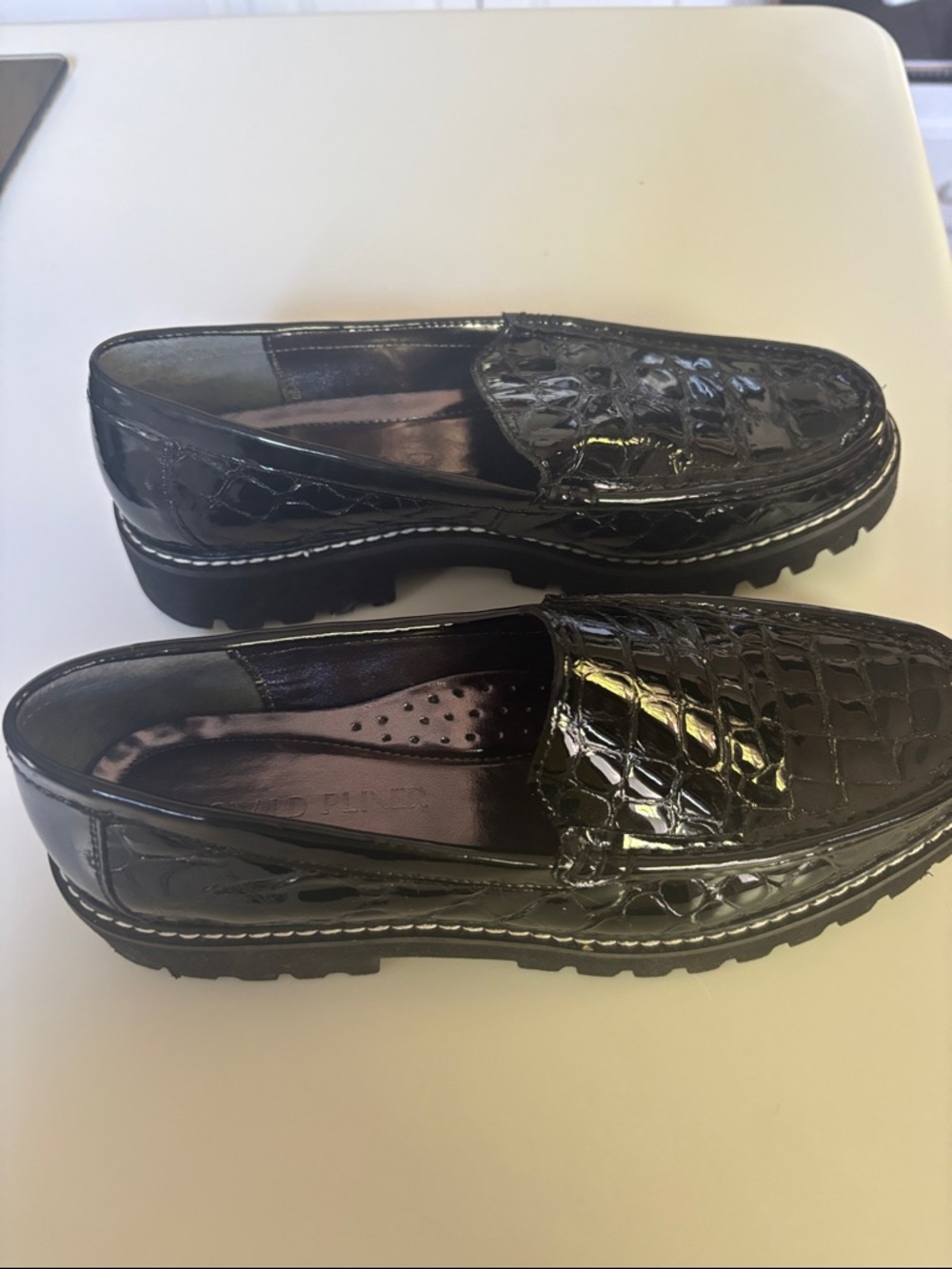 Patent Croc-Embossed Black Women's Loafers